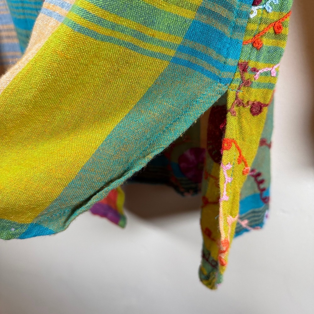 Soft Surroundings Patchwork Plaid Embroidered But… - image 7